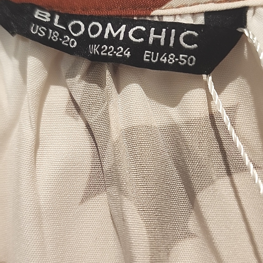 NEW Bloomchic Floral Print Tie Neck Lantern Sleeve Dress 2x - Picture 3 of 5